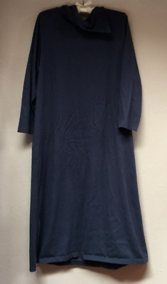 Ulla Popken Womens Split Cowl Neck 3/4 Sleeve Dress Size 16/18 Black Lagenlook