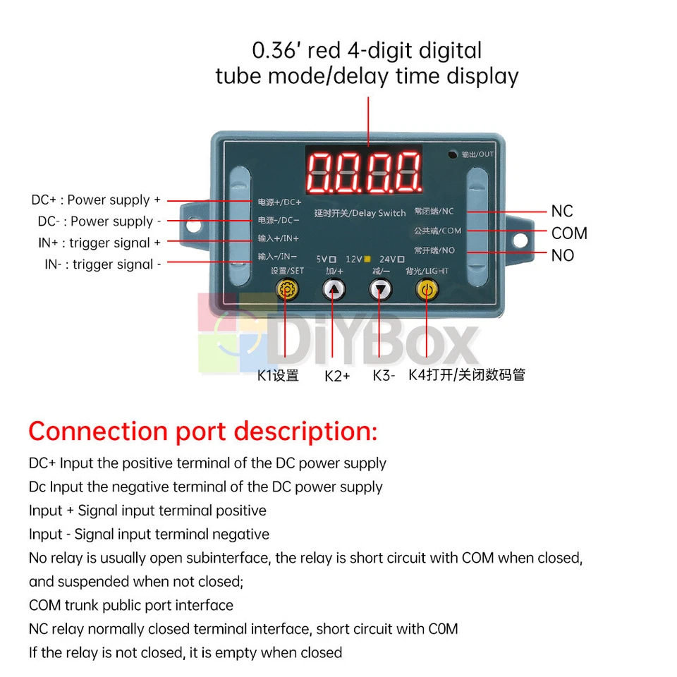 DC 5V 12V 24V 10A Delay Time Relay Module Programmable LED Timer Control Switch - Image 4 of 4