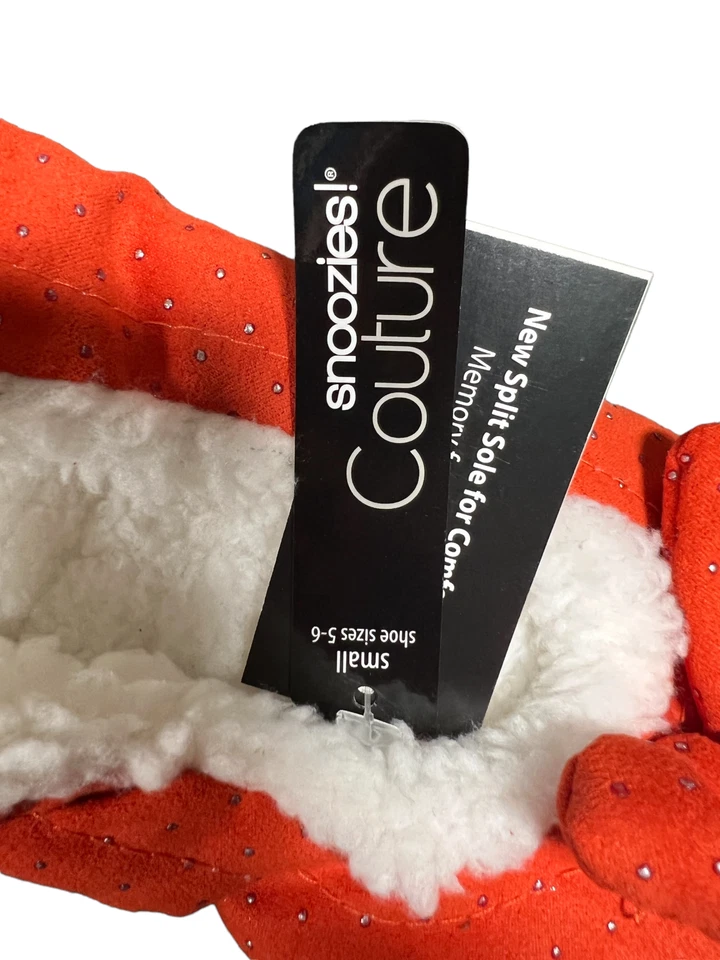 Zapatillas de alta costura Snoozies piel sintética interior rojo pin puntos lazo talla pequeña 5/6 nuevas con etiquetas Foto 4 de 4