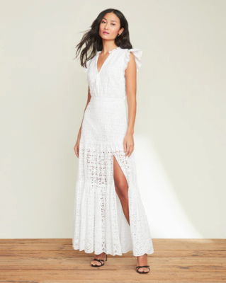 Veronica Beard white eyelet dress maxi size 12 Satori dress Sheer