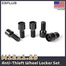 4pc M12x1.25 Black Wheel Lock 28mm Shank Fit Peugeot 2062072083013008