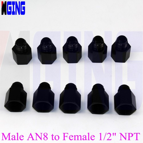 AN8 Male 8AN to 1/2" NPT Female Fitting Flare Reducer Metric Thread Adaptor 10PS - Bild 2 von 5