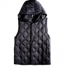 Women Hooded Quilted Vest Gilet Padded Waistcoat Winter Warm Cardigan Student
