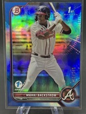 Mahki Backstrom 2022 Bowman 1st Chrome RC Blue Refractor SP /150 #BPPF -121 