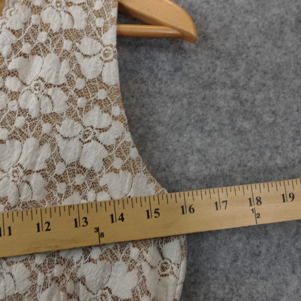 Chic Floral Lace Tank Top Women XS White Crop Stretch Y2k KATHLEEN KIRKWOOD - Image 4 of 4