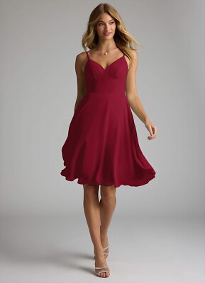 AZAZIE EMMY Flowy Pleated Chiffon Dress Women Size A6 Burgundy Midi $80 NWT  | eBay