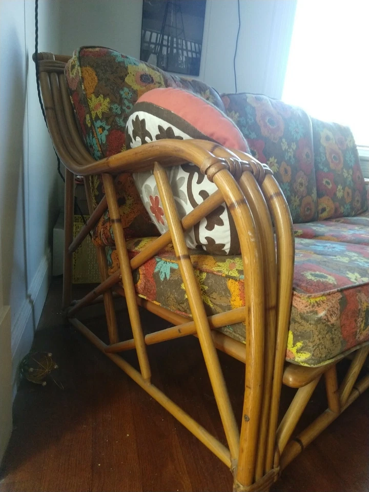 Juego de sofá y silla de bambú Heywood Wakefield Foto 4 de 4