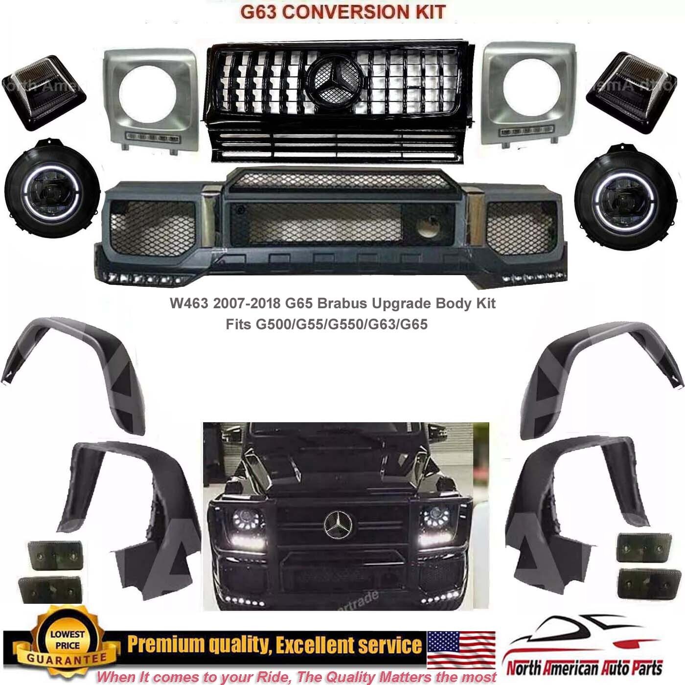 G63 Body Kit Bumper Grille Flares Lip Led Signal Brabus G500 G550 2007-2018 New