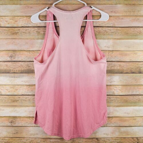 True Religion Womens M Big Stitch Hi Lo Tank Top Pink Ombre Dip Dye Racerback - Picture 4 of 4