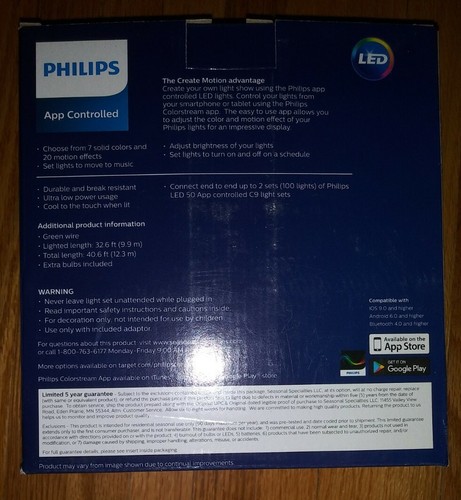 Philips 50 C9 Color Changing App Controlled Lights Create Motion 32.6 Ft. - Picture 3 of 4