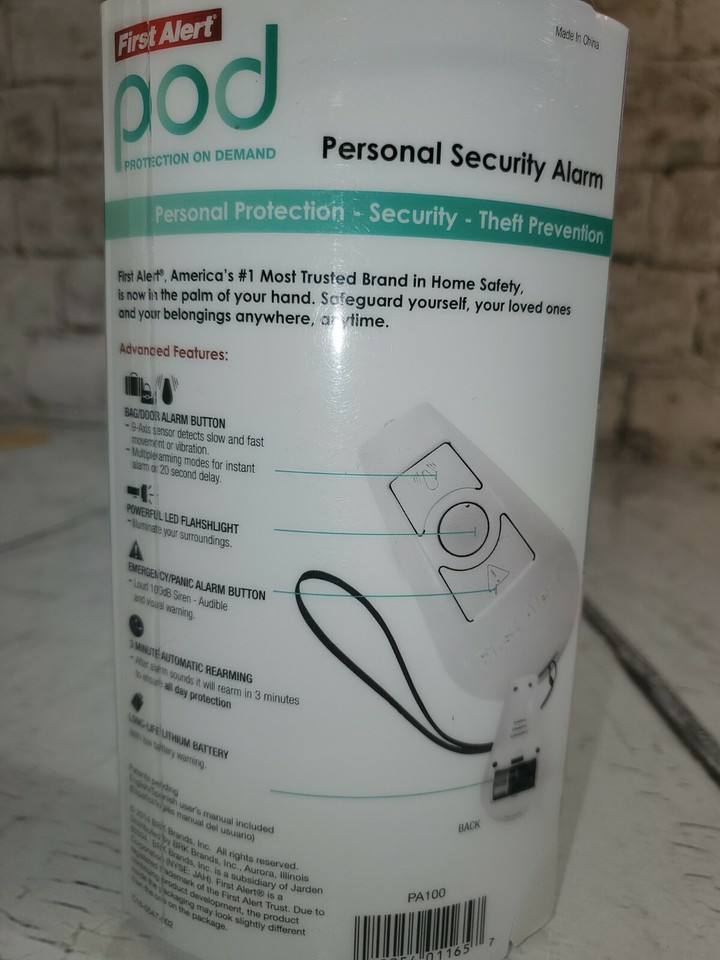 NIB POD First Alert Personal Security Alarm with Flashlight-Panic ...