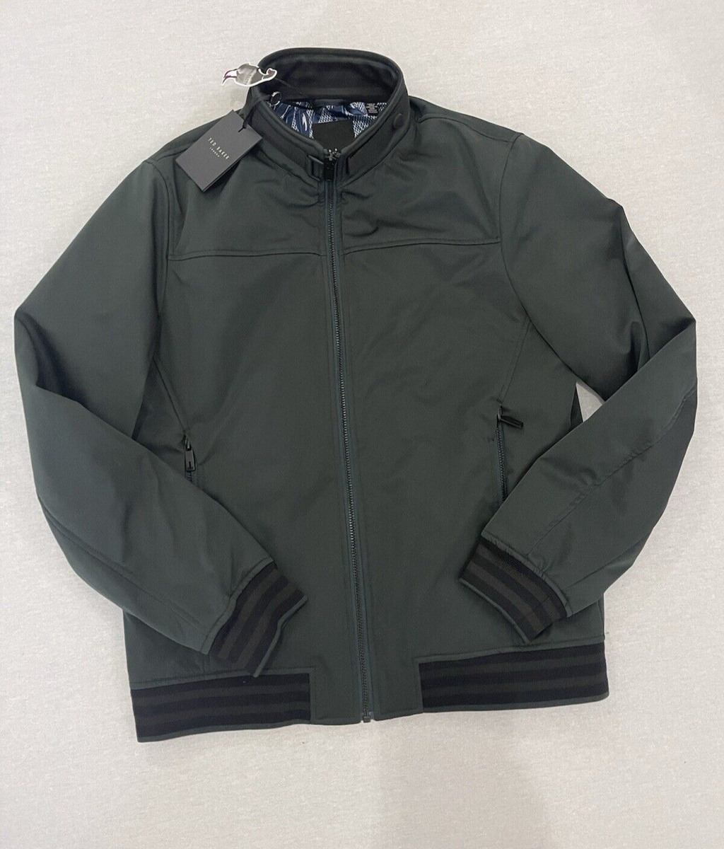 BNWT TED BAKER MENS DARK GREEN FUNNEL NECK BOMBER JACKET SIZE XL