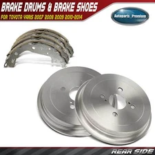 Rear Brake Drums +Ceramic Brake Shoes for Toyota Yaris 2007 2008 2009 2010-2014