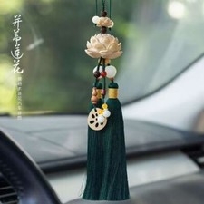 Lucky Car Rearview Mirror Pendant Boxwood Lotus Safety Car Pendant Pendant