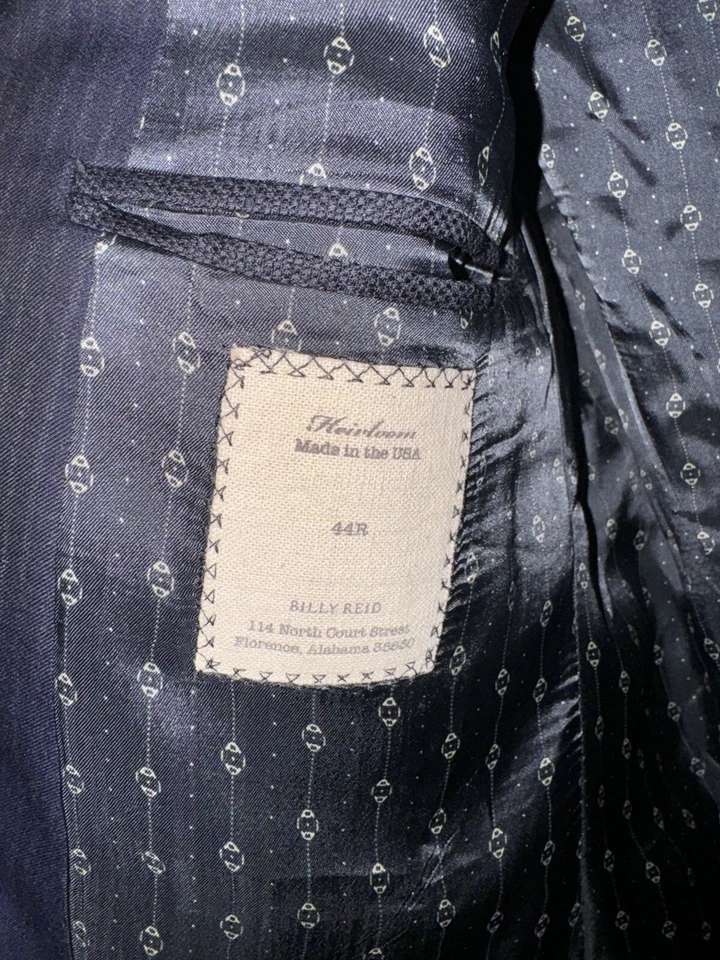 Billy Reid Blazer Blue Sharp Two Button Sport Coat Italian Suit Wool Jacket 44R - Image 2 of 4