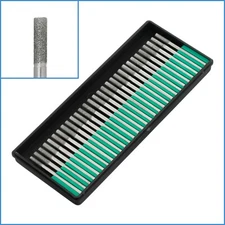 30pcs 3mm Cylinder Head 120 Grit Diamond Mounted Grinding Burr 3mm Shank