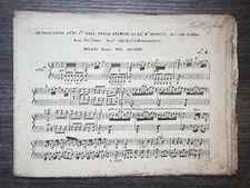 Sheet music - Introduction act in the Opera Zelmira by Gioachino Rossini - 1820 ca.