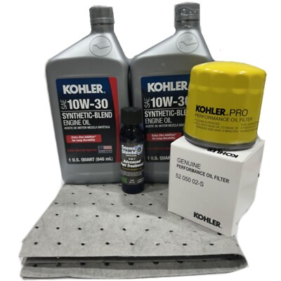 Kohler 52 050 02-S Oil Change Kit With Spill Pad 10W30 Oil and Fuel treatment