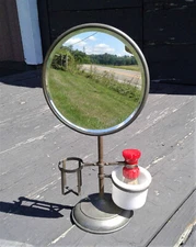 Antique Table Top Shaving Mirror with 2 Holders