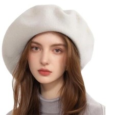 Wool Beret Hat for Women Classic French Style Beanie Hat Winter Warm Solid Co...