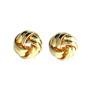 Authentic Gold Plated Double Celtic Kattekrab Knot Womens Pierced Stud Post Earrings