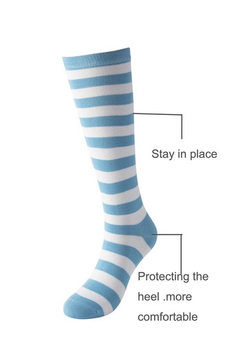 Knee High Socks for Kids Striped Cotton Athletic Tube Socks for Girls - Picture 2 of 7