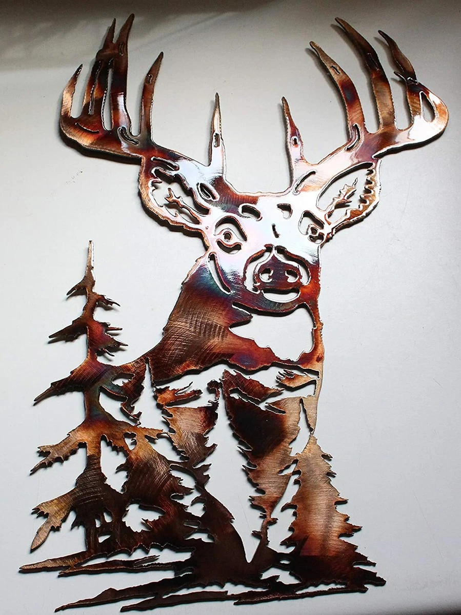 Whitetail Deer Mountain Scene Metal Wall Art 19
