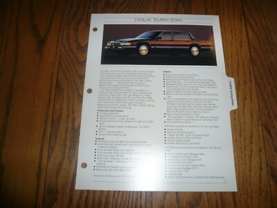 1992 Cadillac Touring Sedan Standard & Available Features Page - Vintage