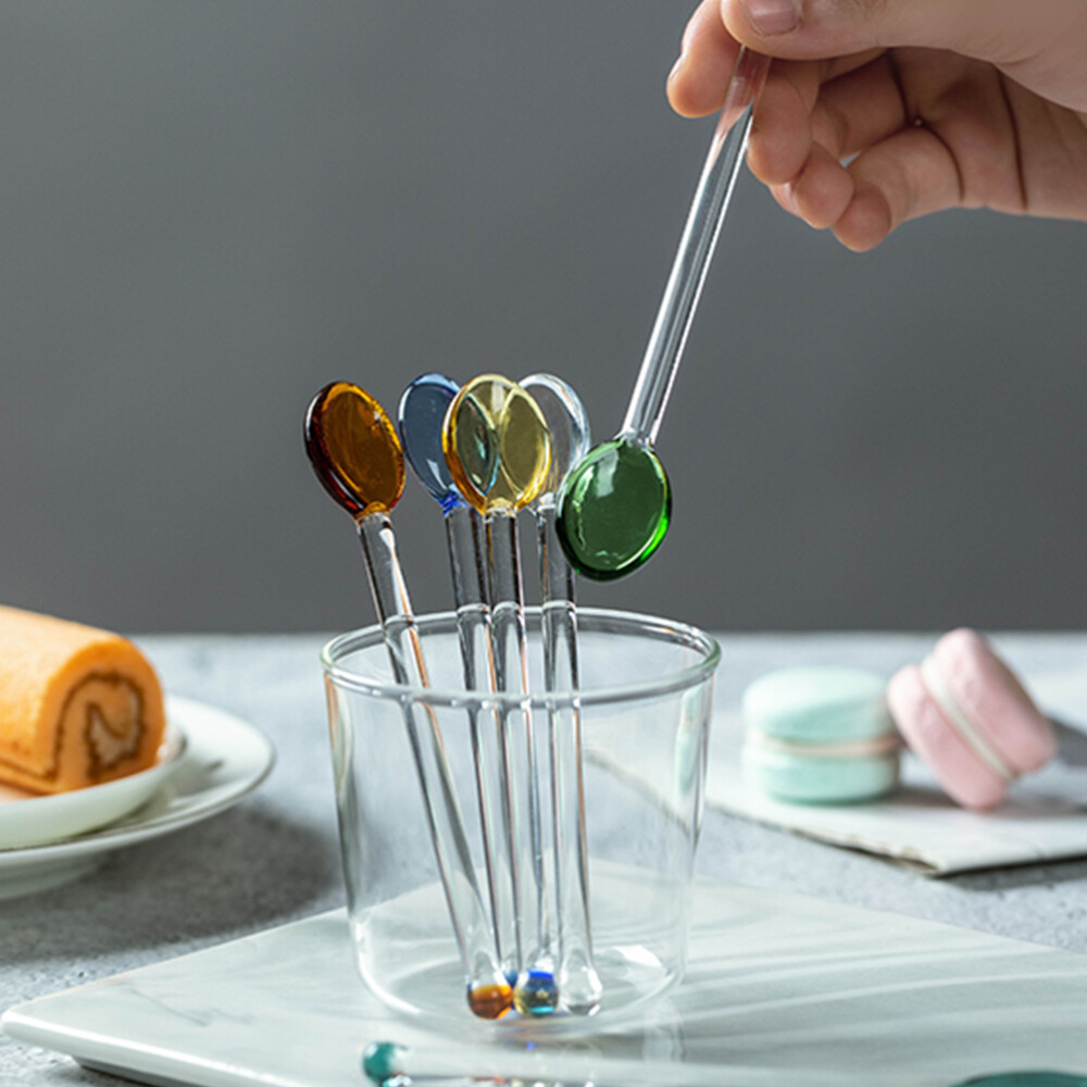 10x Glas Teelöffel Aus Borosilikat - Spülmaschinenfeste Rührlöffel Für Bar & Küche