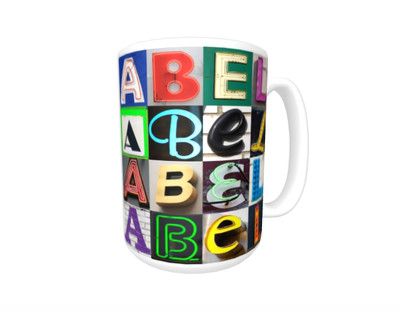 ABEL Coffee Mug / Cup featuring the name in photos of sign letters