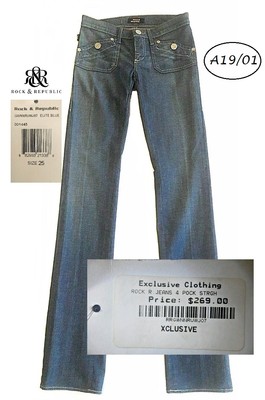 ROCK & REPUBLIC $269 NEW Rare Gwen Low Rise Straight Jeans 25 L36 Long Tall QCO