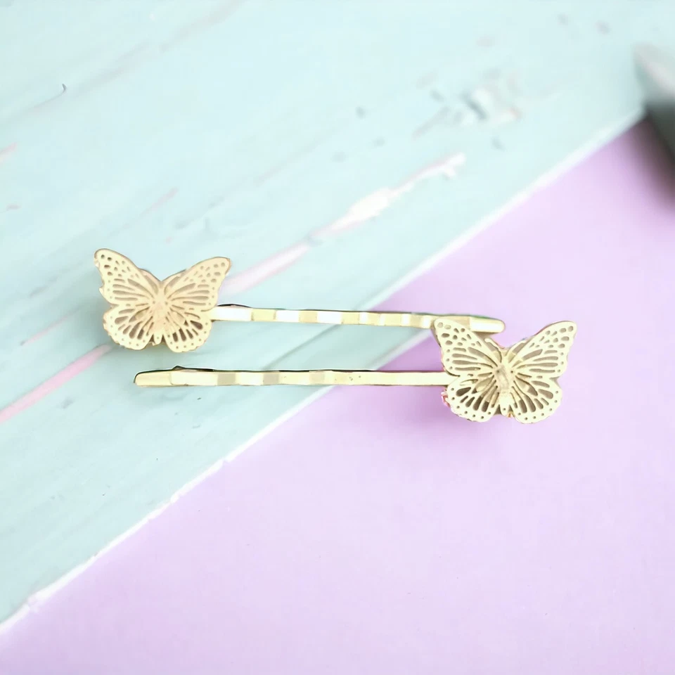 Juego de alfileres de pelo boho bobby bobo dorados mariposa para boda para novias y mujeres Foto 4 de 4