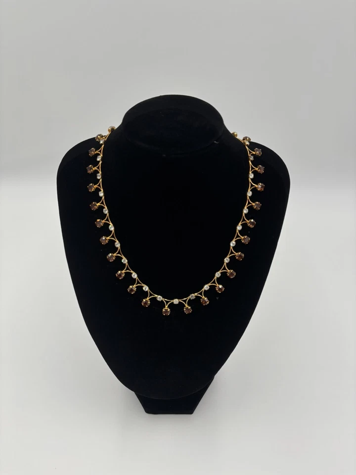 Винтажный 24 KT золото закончил 50 карат австрийский копченый топаз ожерелье оригинальной коробке - Изображение 2 из 4