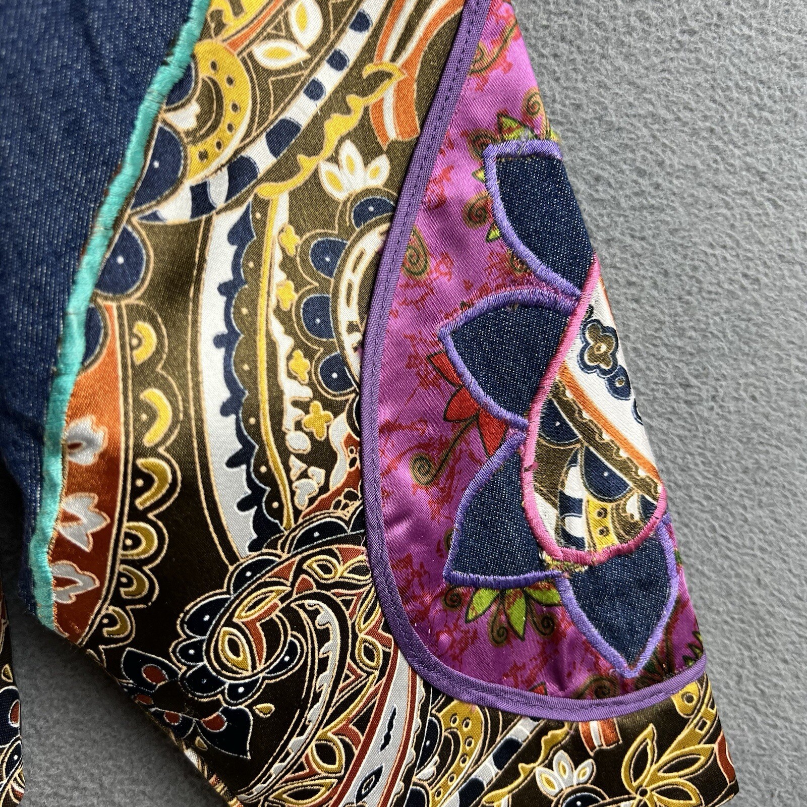 Cold water Creek Jacket Small Patchwork Denim Art… - image 4