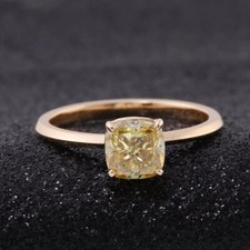 3ct Cushion Cut Yellow CZ Engagement Wedding 925 Sterling Silver Ring