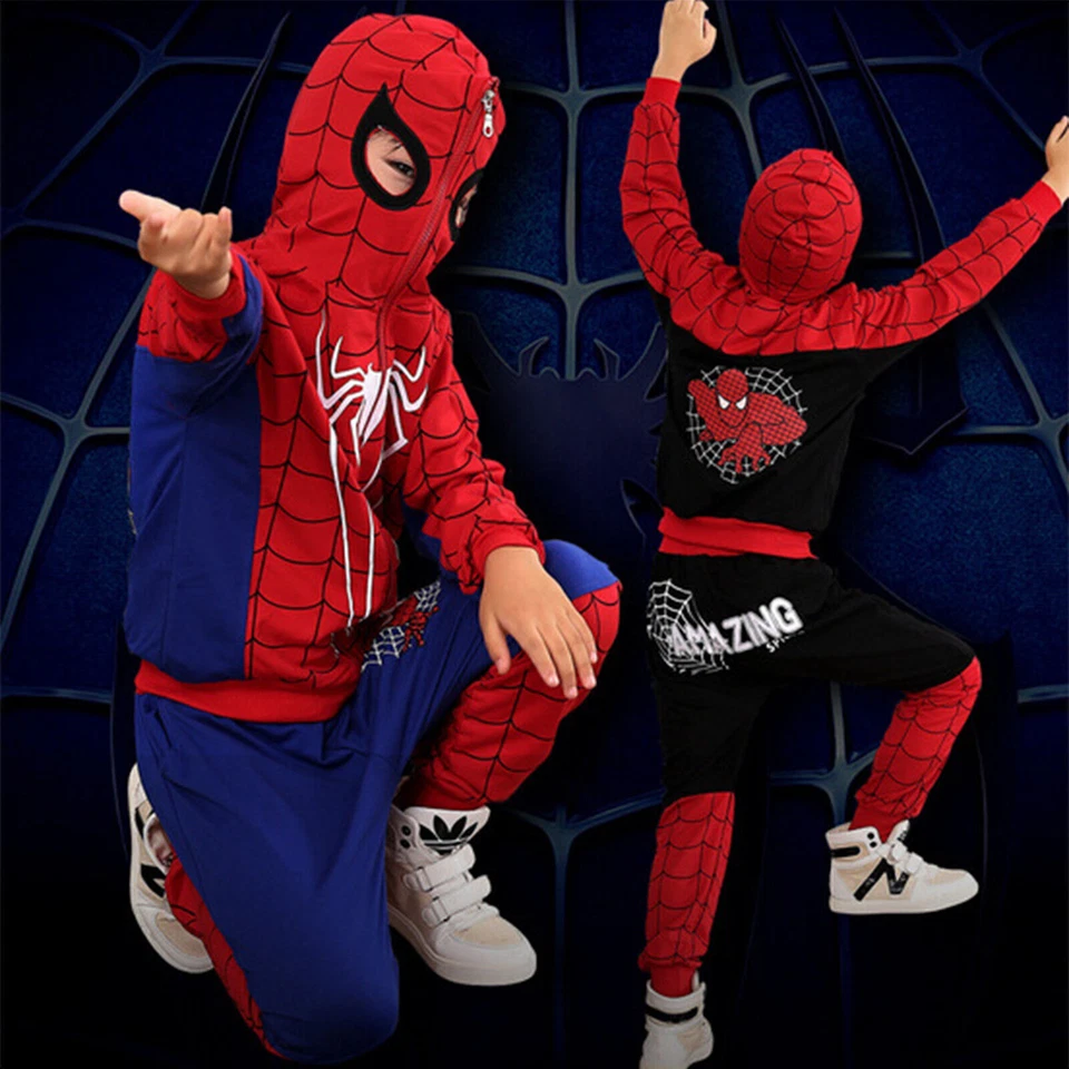 Kinder Jungen Spiderman Kapuzenpullover Traininganzug Jogginganzug Jacke Outfit. - Bild 4 von 4