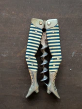 Antique German Novelty Striped Ladies Legs Wine Corkscrew