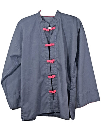 Century Martial Arts Jacket Mens Black Red Frog Button Kung Fu Top RN 64995