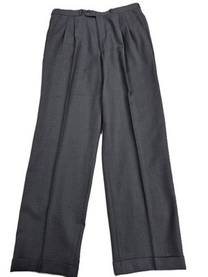 Men's Unknown Brand Navy Slacks (36/33) Herringbone Pleats Zip Pockets Cuffs