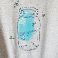 Life Is Good Shirt Womens XL Gray Fireflies Mason Jar Shine On V Neck Crusher