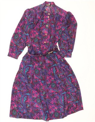 FINK MODELL Damen Oversize A-Linie Kleid UK 10 Small Lila Paisley AB04