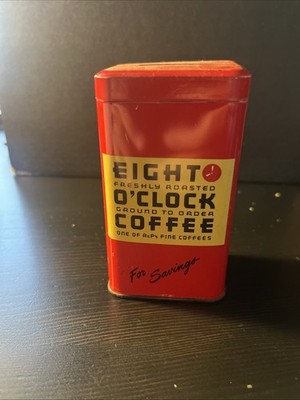 Vintage Tin Coin Bank Advertising Eight O Clock Coffee A&P For Savings Red 3.87 