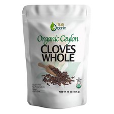 True Organic Ceylon Cloves Whole, 1 lb, Premium Grade, 1 Pound Pack of 1