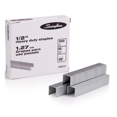 Rexel Swingline Staples, Heavy Duty, 1/2'' Length, 90 Sheet Capacity, 100/Stri...