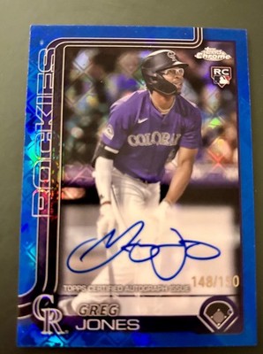 2025 Topps Chrome Logofractor Greg Jones #RA-GJ Blue Refractor Rookie Auto /150