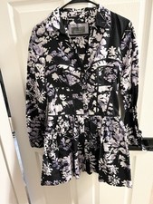 Anthropologie Size 8 Floral Corset Shirt Dress Violet Black Mini Shirtdress