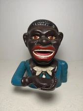 Antique J&E Stevens 1896 Jolly Mechanical Bank Cast Iron Coin Op Toy Moving Arm