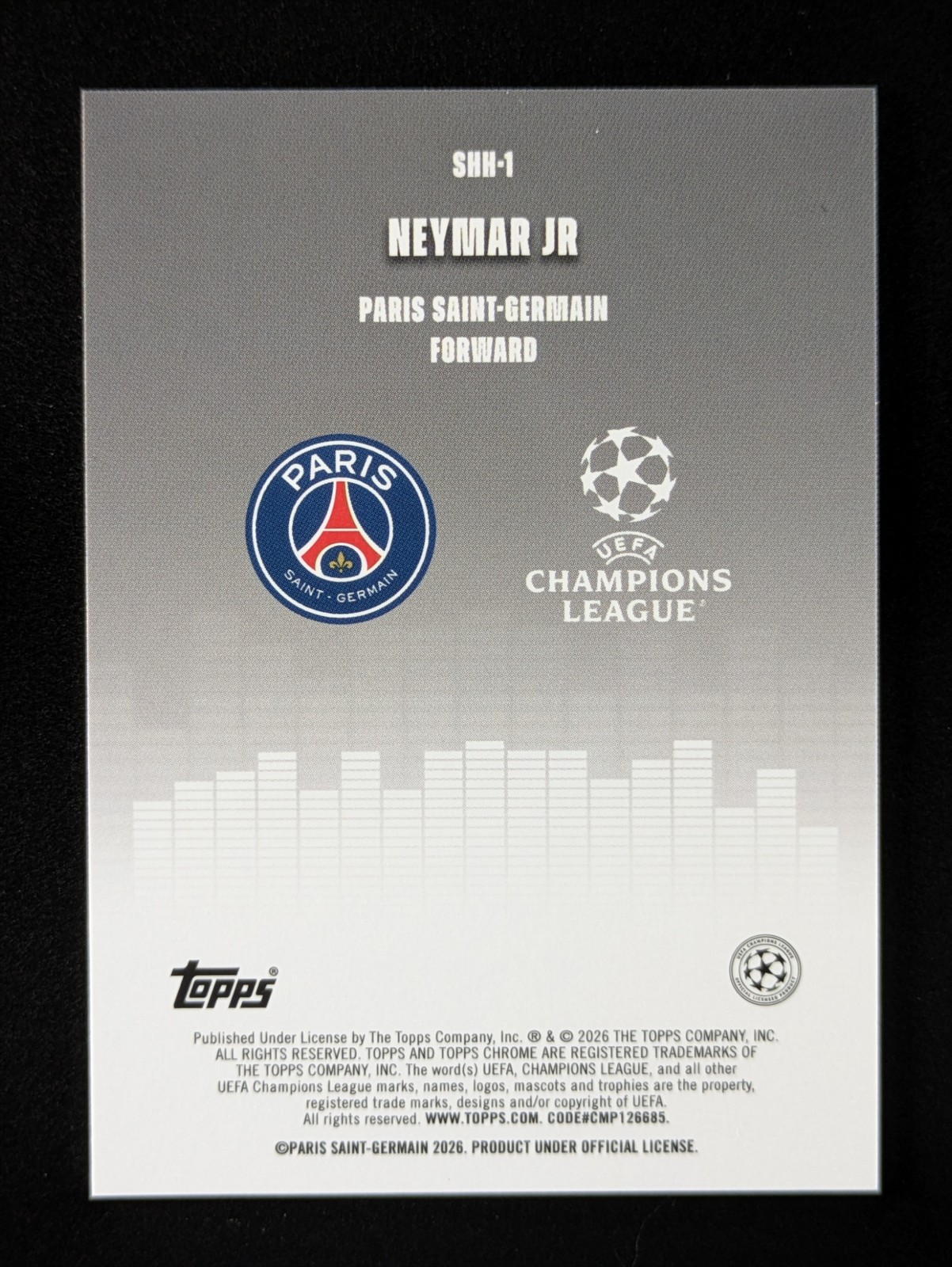 2025-26 Topps Chrome UEFA NEYMAR JR. Refractor SP Silenced PSG #SHH-1 view 2