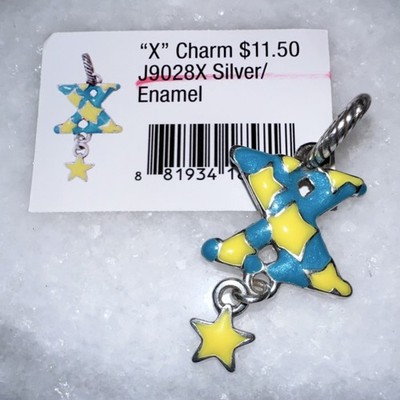 Brighton Silver Enamel Blue Yellow 'X' Star Dangle Charm Letters Style J9028X