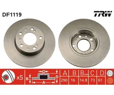 2pcs Brake Disc TRW DF1119 for Peugeot J5 Bus J5 Box
